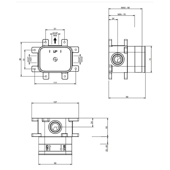 Gessi Via manzoni Встраиваемая часть для однорычажного смесителя, цвет: Chrome