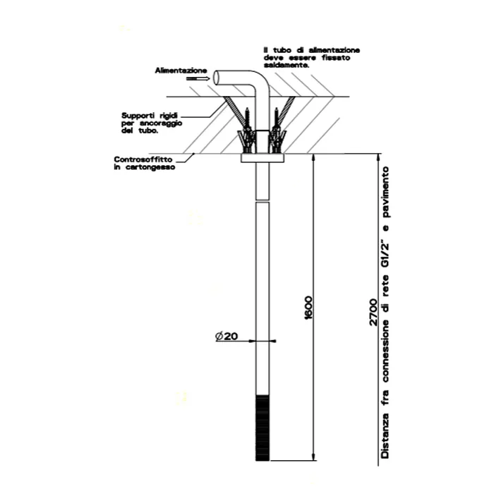 Излив потолочный TRAME, комбинируемый с удаленным управлением