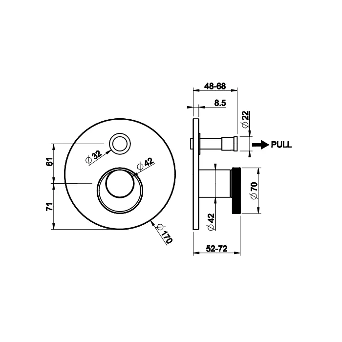 Смеситель для ванны/душа скрытого монтажа внешняя часть 2 потока ANELLO 031 Chrome GESSI