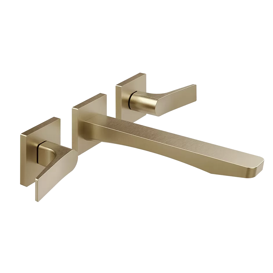 Смеситель для раковины настенный скрытого монтажа на 3 отверстия с средним изливом RILIEVO 726 Warm Bronze Br. PVD GESSI