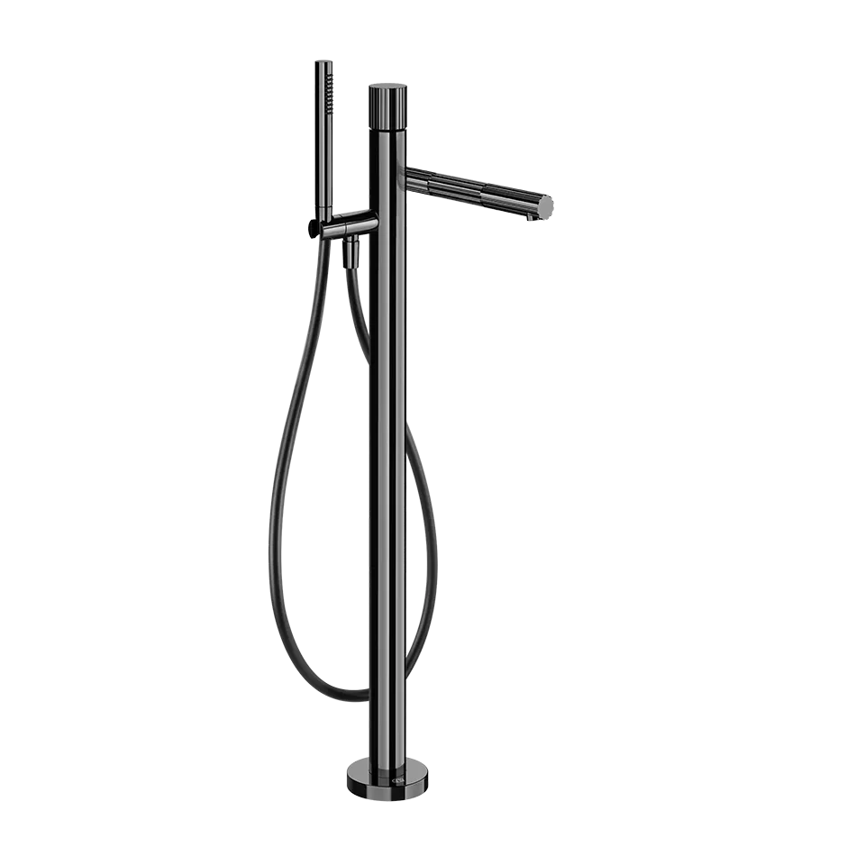 Смеситель для ванны напольный с душевым набором GESSI INCASTRI 706 Black Metal PVD