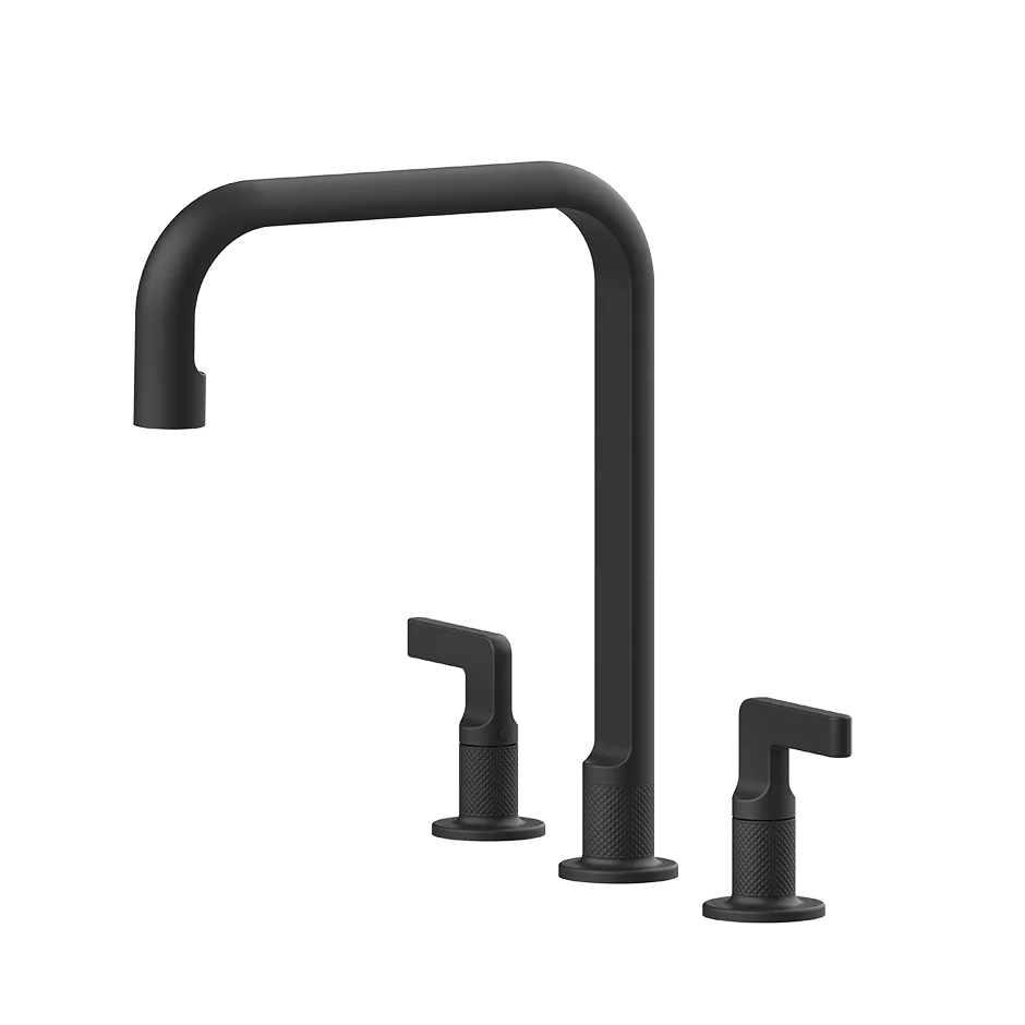 Смеситель для кухни на 3 отверстия стандартный излив INCISO 299 Black XL GESSI