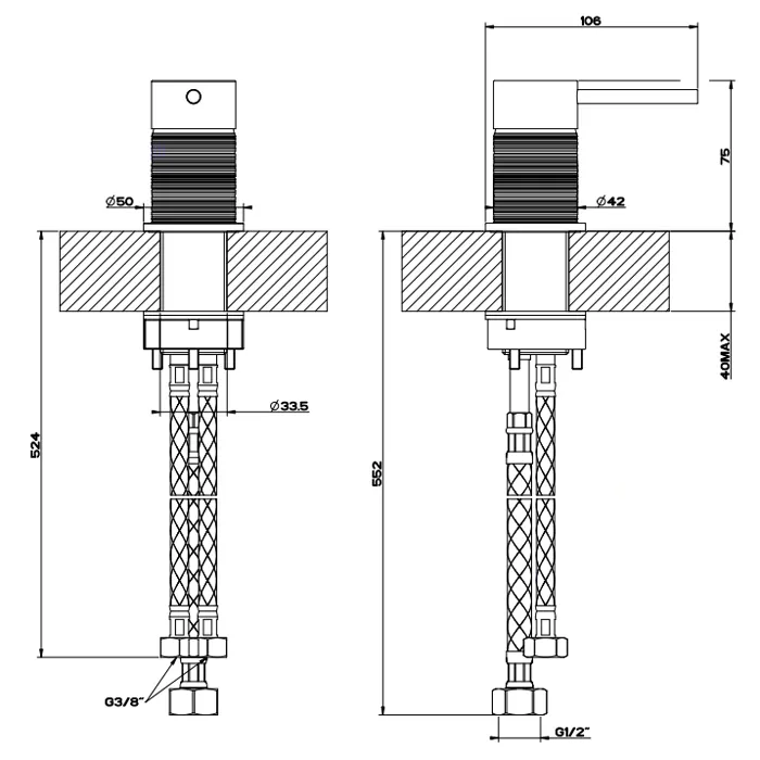 Смеситель для раковины TRAME 239 Steel Brushed GESSI