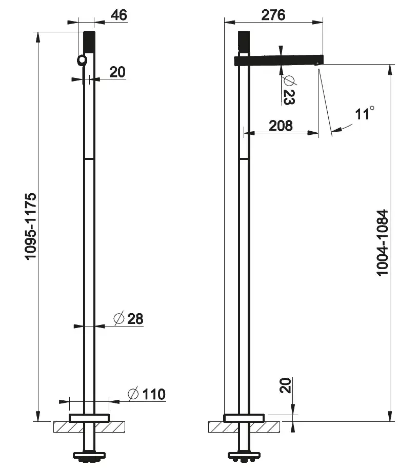 Смеситель для раковины напольный GESSI INCASTRI 735 Warm Bronze PVD