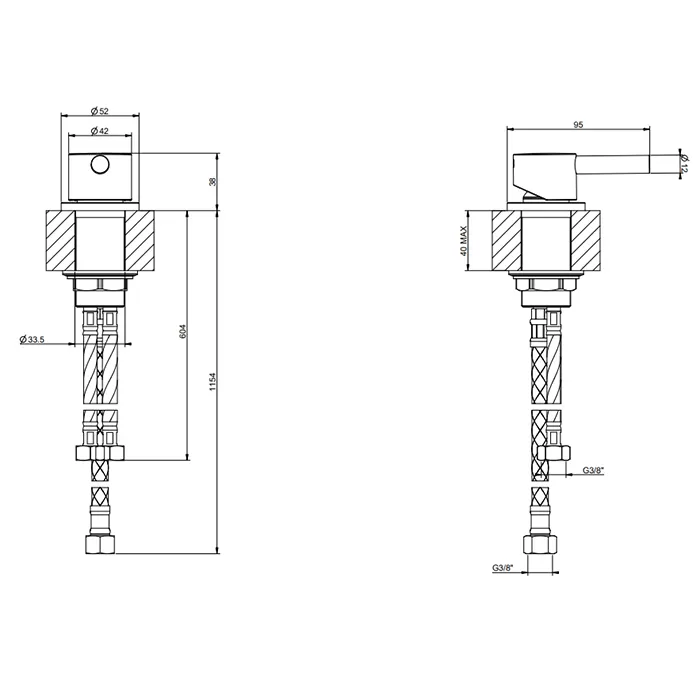 Смеситель встраиваемый в столешницу для изливов с монтажем на столешницу или потолок EMPORIO VIA TORTONA 031 Chrome GESSI