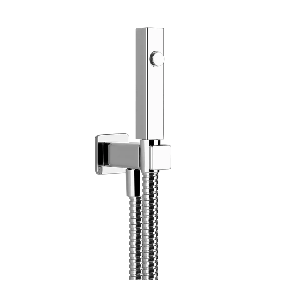 Гидроершик для унитаза со шлангом держателем и скрытым подключением без смесителя RETTANGOLO 031 Chrome GESSI