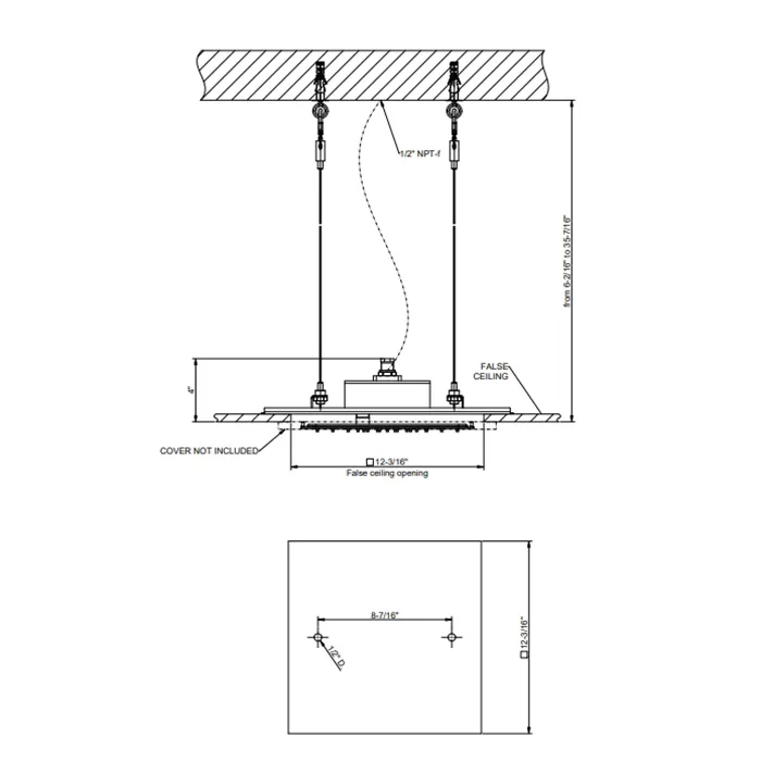 Встраиваемая в потолок душевая система 350х350. ТРОПИЧЕСКИЙ ЛИВЕНЬ. Доукомплектовать накладной панелью
