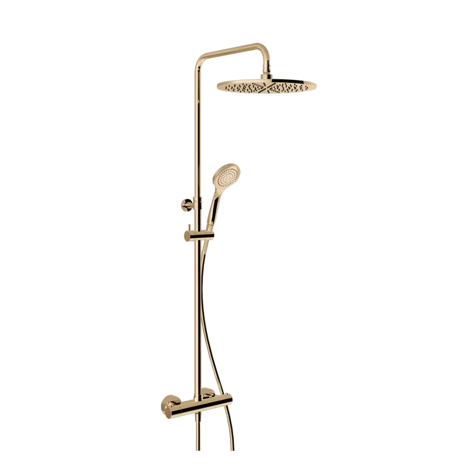 Душевая колонна: настенный смеситель-термостат, душевая головка, переключатель, штанга, шланг, душ