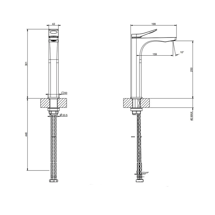 Смеситель для раковины высокий RILIEVO 299 Black XL GESSI