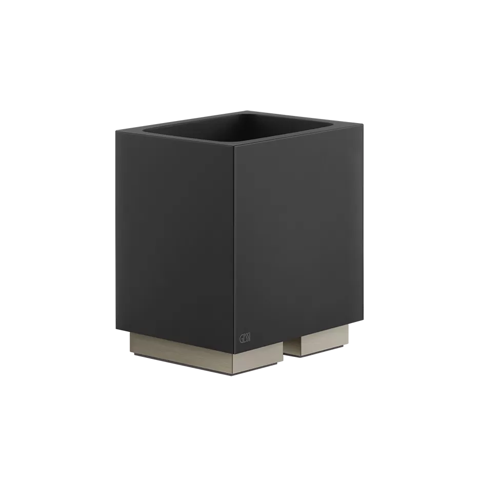 Стакан настольный черное стекло RETTANGOLO 149 Finox Brushed Nickel GESSI