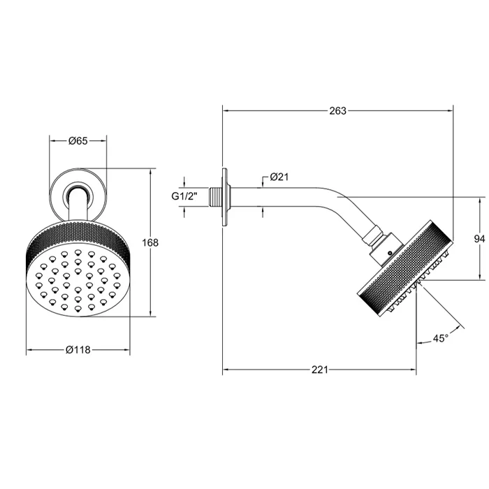Верхний душ Ø118 настенный монтаж тропический ливень INCISO 149 Finox Brushed Nickel GESSI