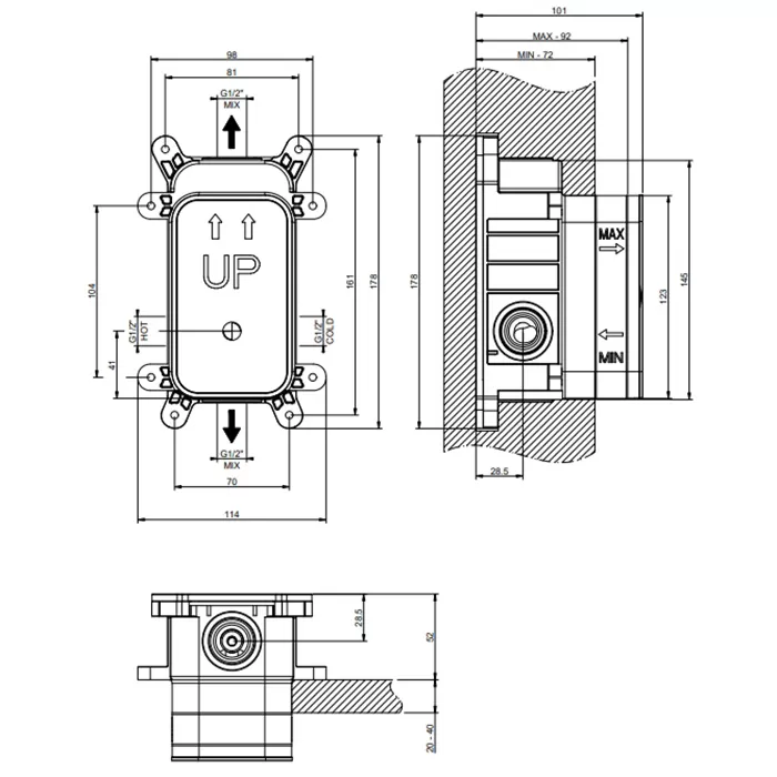 Смеситель для ванны/душа скрытого монтажа внешняя часть 2 потока EMPORIO 031 Chrome gessi