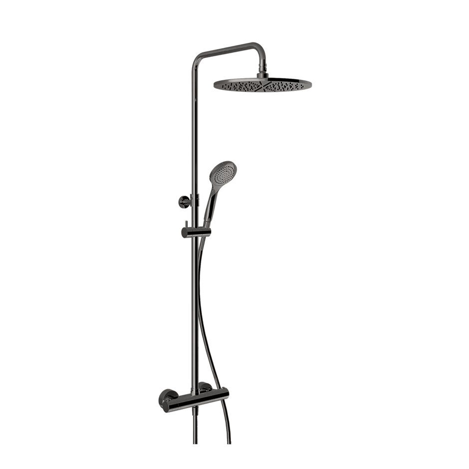 Душевая колонна: настенный смеситель-термостат, душевая головка, переключатель, штанга, шланг, душ