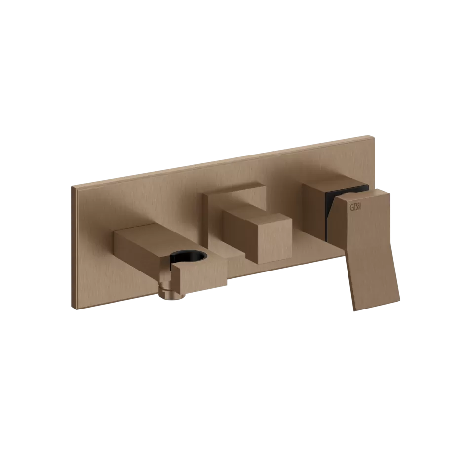 Смеситель для ванны/душа скрытого монтажа с душевым набором внешняя часть 2 потока RETTANGOLO K 708 Copper Brushed PVD GESSI