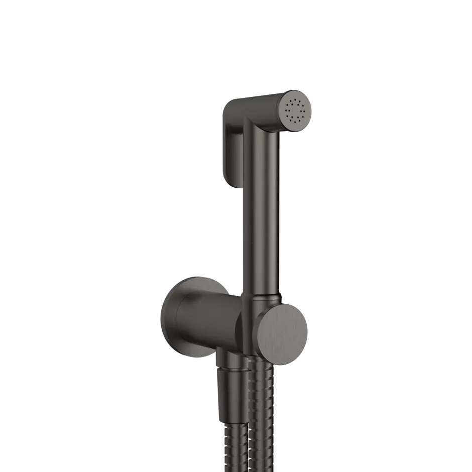 Гигиенический душ со шлангом держателем и скрытым подключением без смесителя 707 Black Metal Brushed PVD GESSI