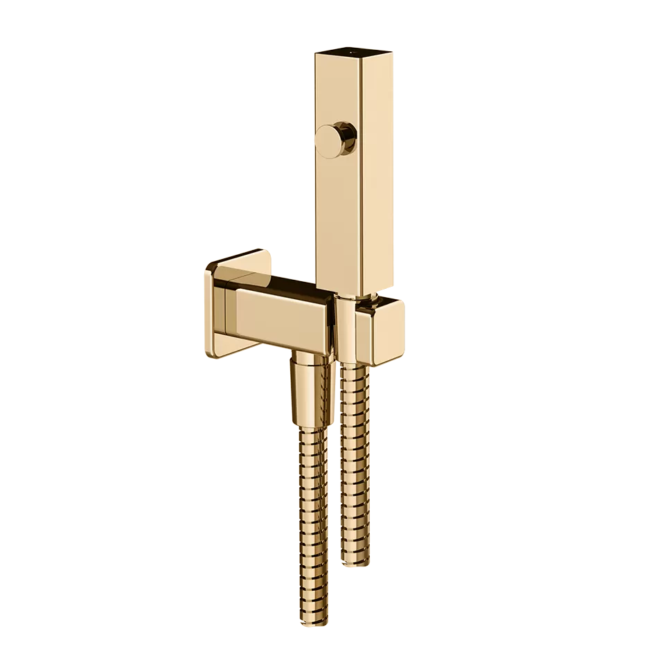 Гидроершик для унитаза со шлангом держателем и скрытым подключением без смесителя RETTANGOLO 735 Warm Bronze PVD GESSI