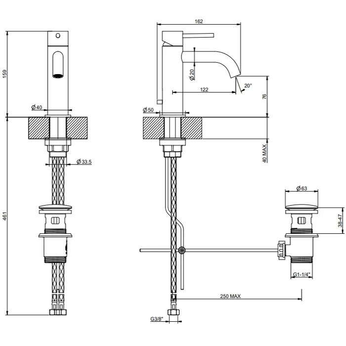 Смеситель для раковины FLESSA 299 Black XL GESSI