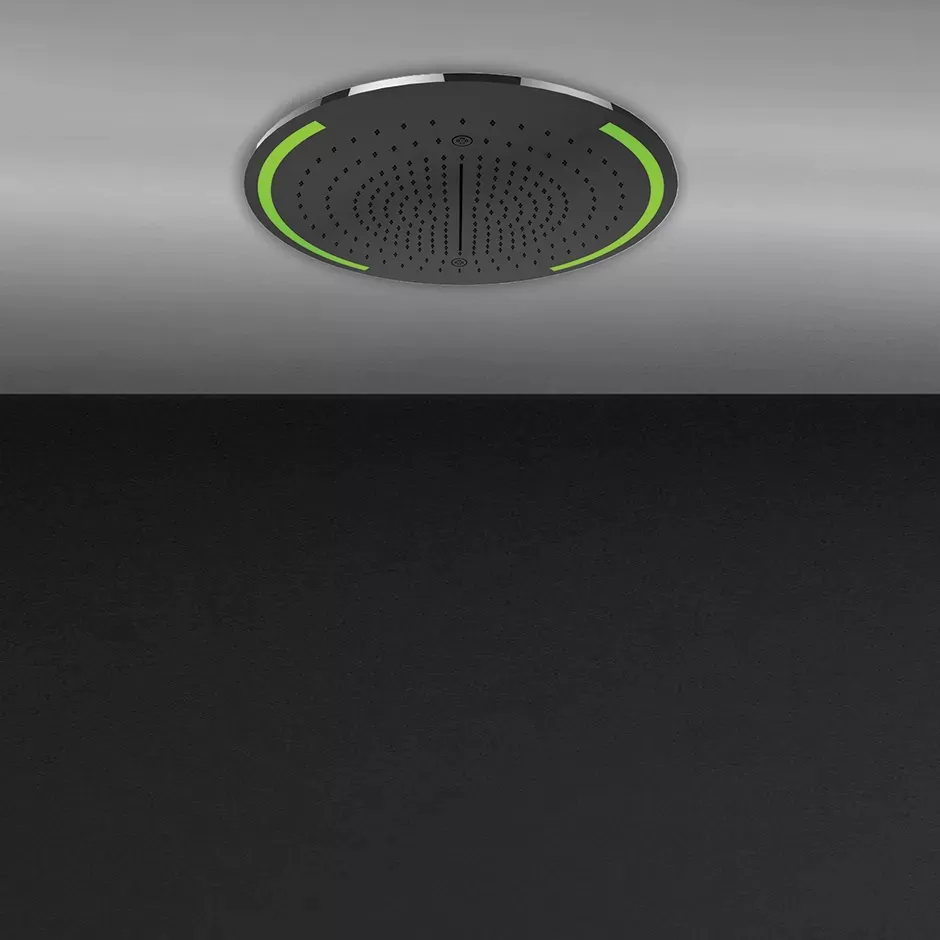 Встраиваемая в потолок душевая система Ø500. ТРОПИЧЕСКИЙ ЛИВЕНЬ.ВОДОПАД.РАСПЫЛЕНИЕ. ХРОМОТЕРАПИЯ. В комплекте пульт управления сдержателем. Приобретаются дополнительно блок питания 12В арт. RIR5402 и накладная панель