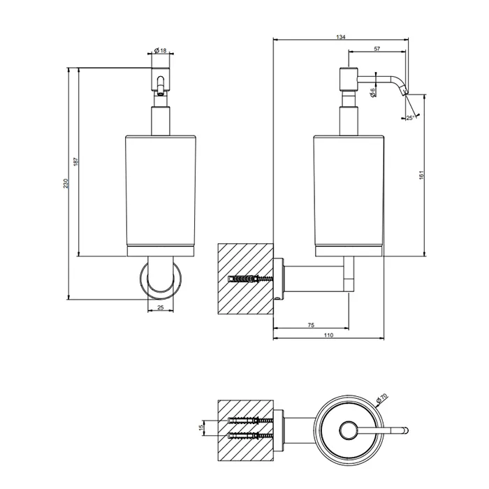 Дозатор для жидкого мыла настенный белое стекло EMPORIO 031 Chrome GESSI