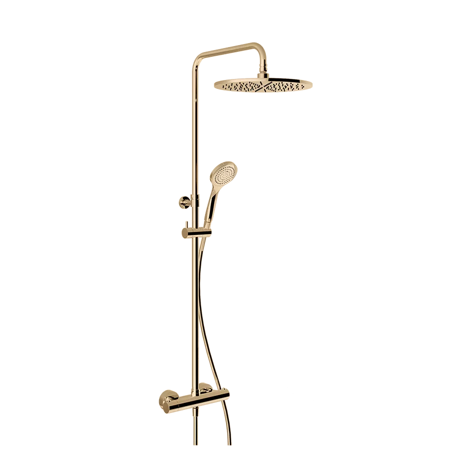 Душевая колонна: настенный смеситель-термостат, душевая головка, переключатель, штанга, шланг, душ