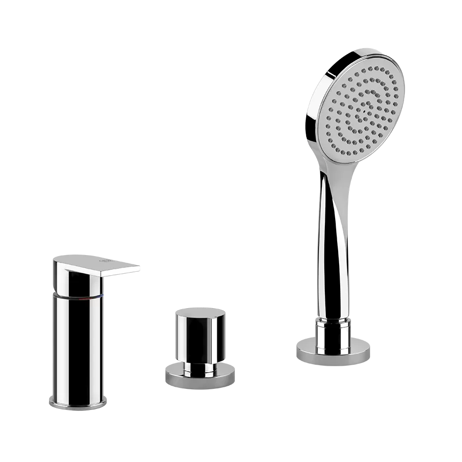 Смеситель на борт ванны 3 отверстия наполнение через слив-перелив с душевым набором EMPORIO VIA MANZONI 031 Chrome GESSI