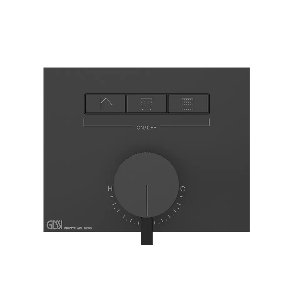 Смеситель для ванны/душа скрытого монтажа внешняя часть 3 потока HI-FI MIXER 299 Black XL GESSI