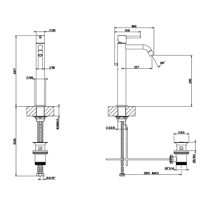 Смеситель для раковины высокий EMPORIO VIA TORTONA 149 Finox Brushed Nickel GESSI