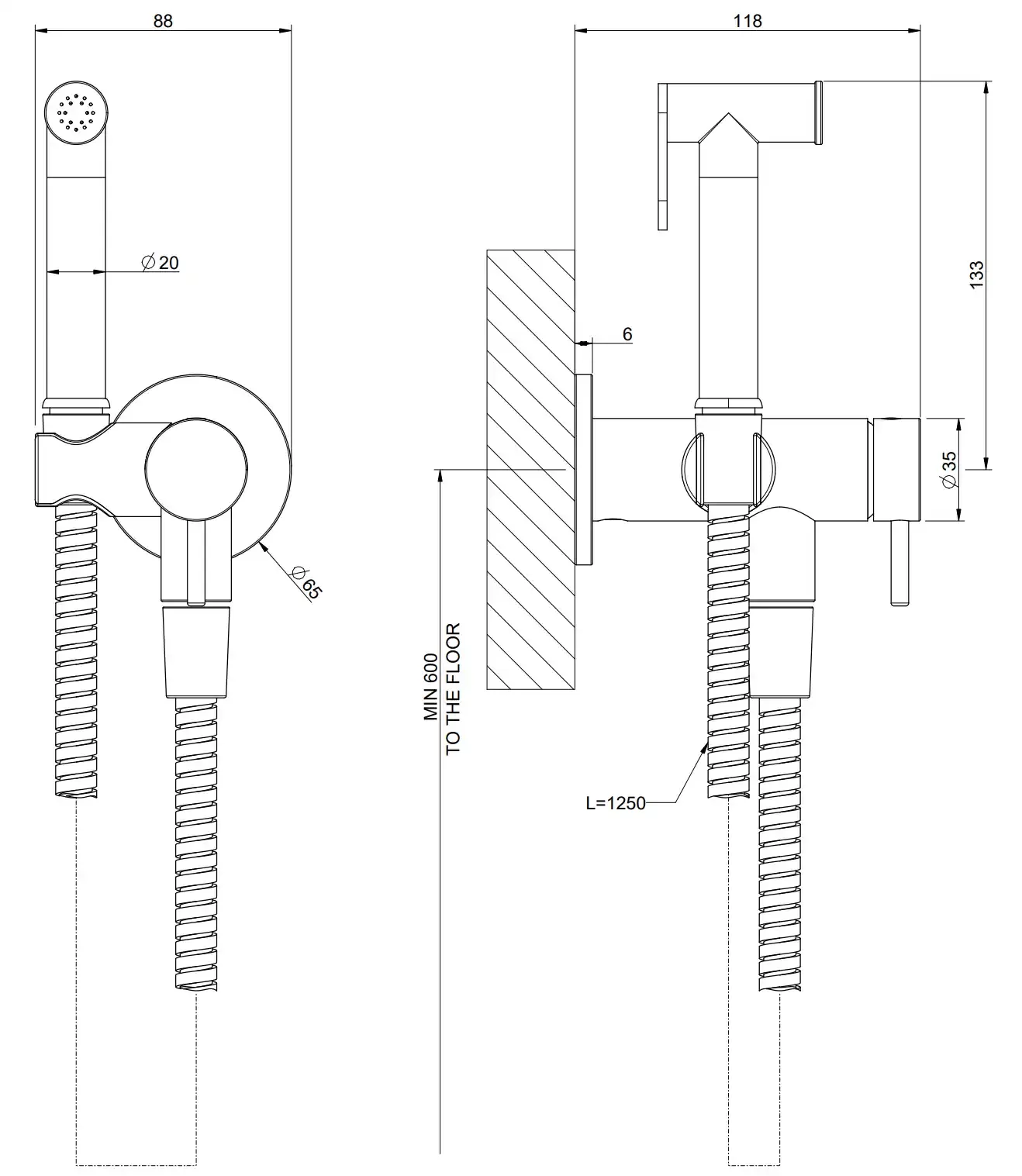 Гигиенический душ комплект со смесителем GESSI316 FLESSA 279 Matte White GESSI