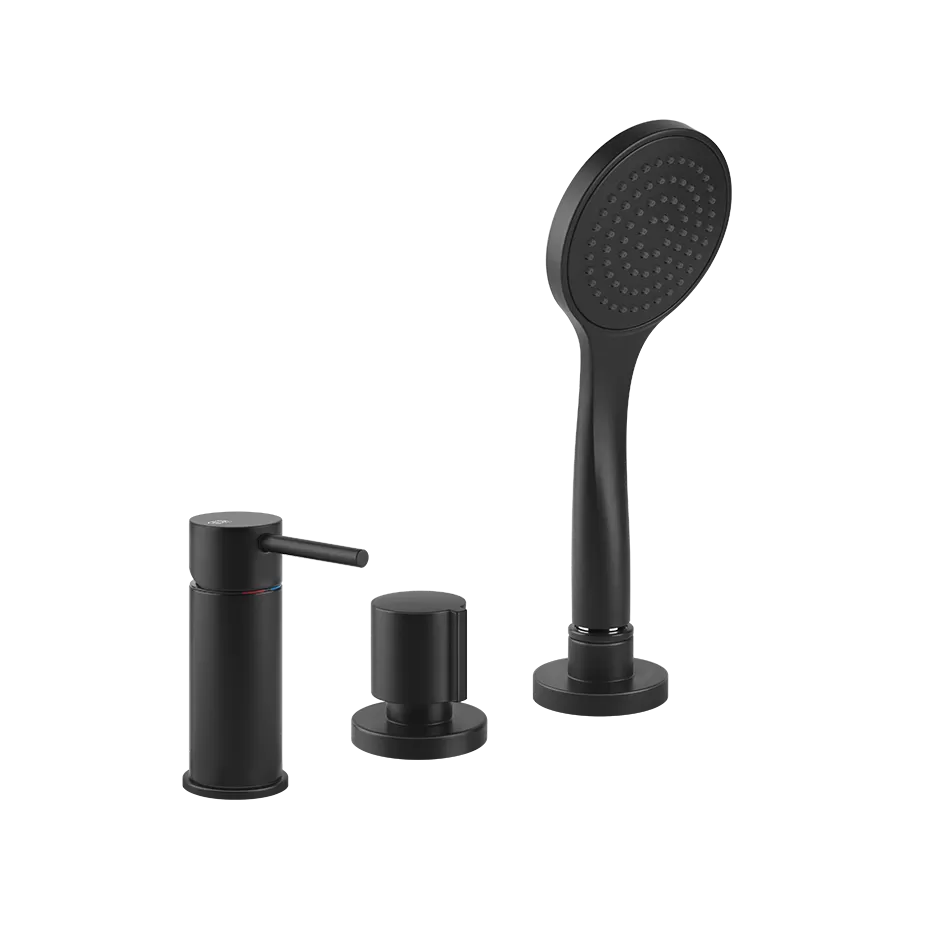 Смеситель на борт ванны 3 отверстия наполнение через слив-перелив с душевым набором EMPORIO VIA TORTONA 299 Black XL GESSI