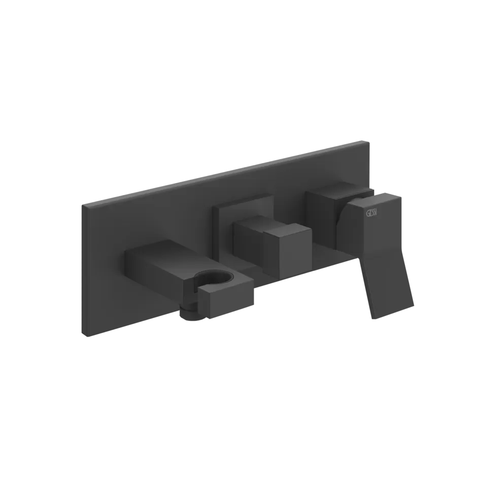 Смеситель для ванны/душа скрытого монтажа с душевым набором внешняя часть 2 потока RETTANGOLO K 299 Black XL GESSI