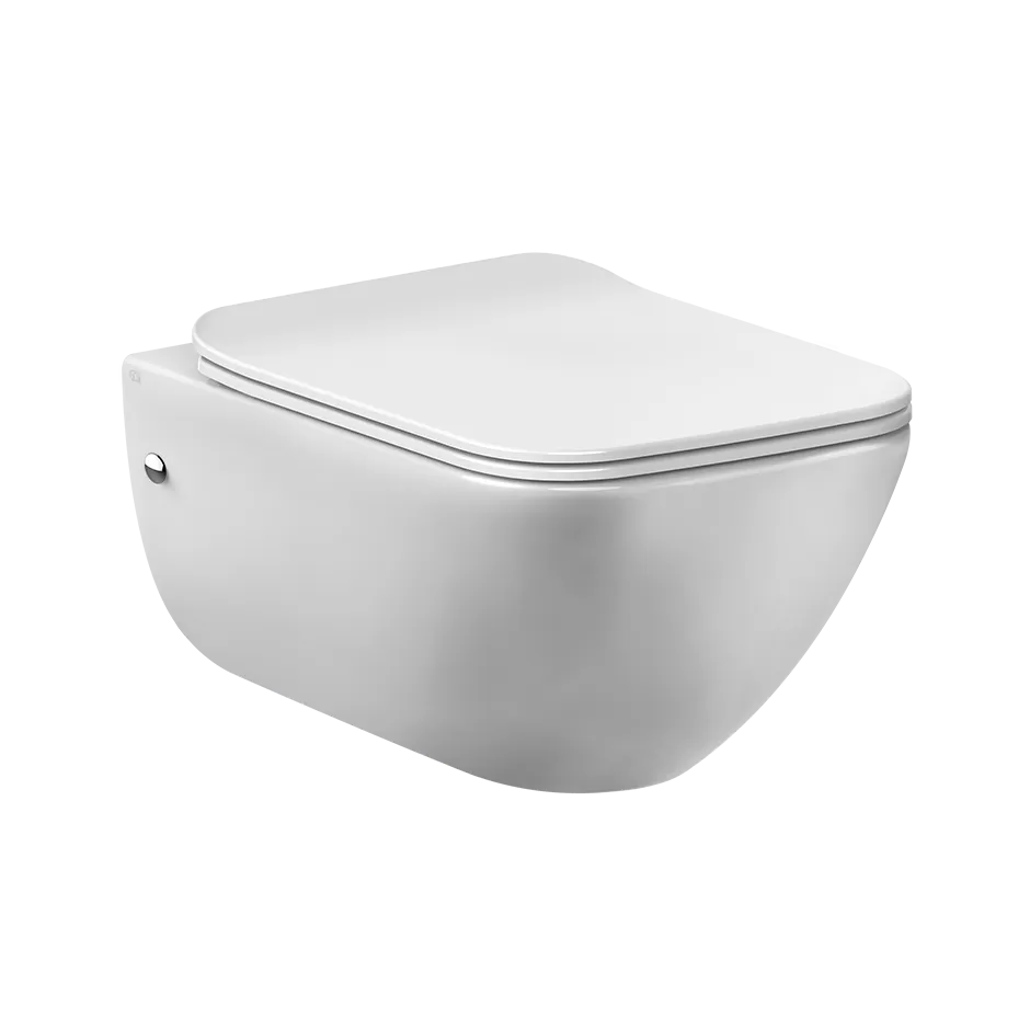 Подвесной керамический унитаз (6 л), в комплекте сиденье, сифон встроен. Петли плавного закрывания и пробки для боковых отверстий в отделке 031