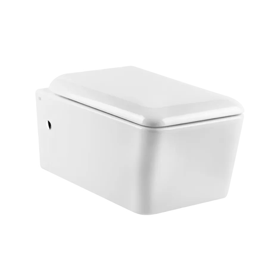 Подвесной керамический унитаз (6 л), в комплекте сиденье. Петли плавного закрывания и пробки для боковых отверстий в отделке 031