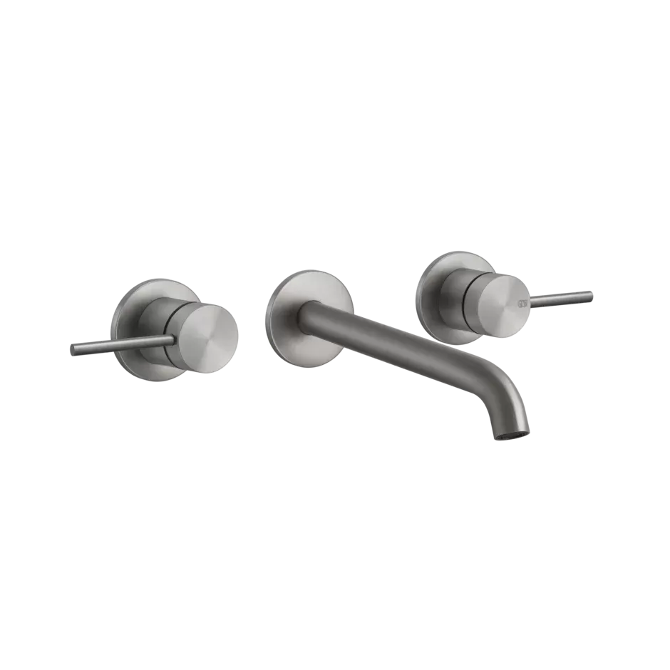 Смеситель для раковины настенный скрытого монтажа на 3 отверстия с длинным изливом FLESSA 239 Steel Brushed GESSI