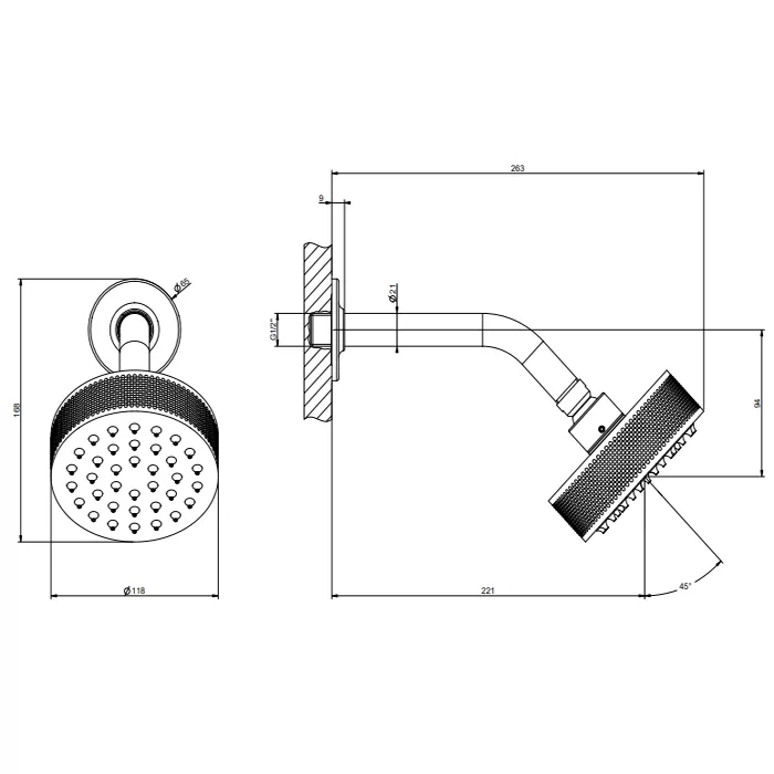 Верхний душ Ø118 настенный монтаж тропический ливень INCISO 031 Chrome GESSI