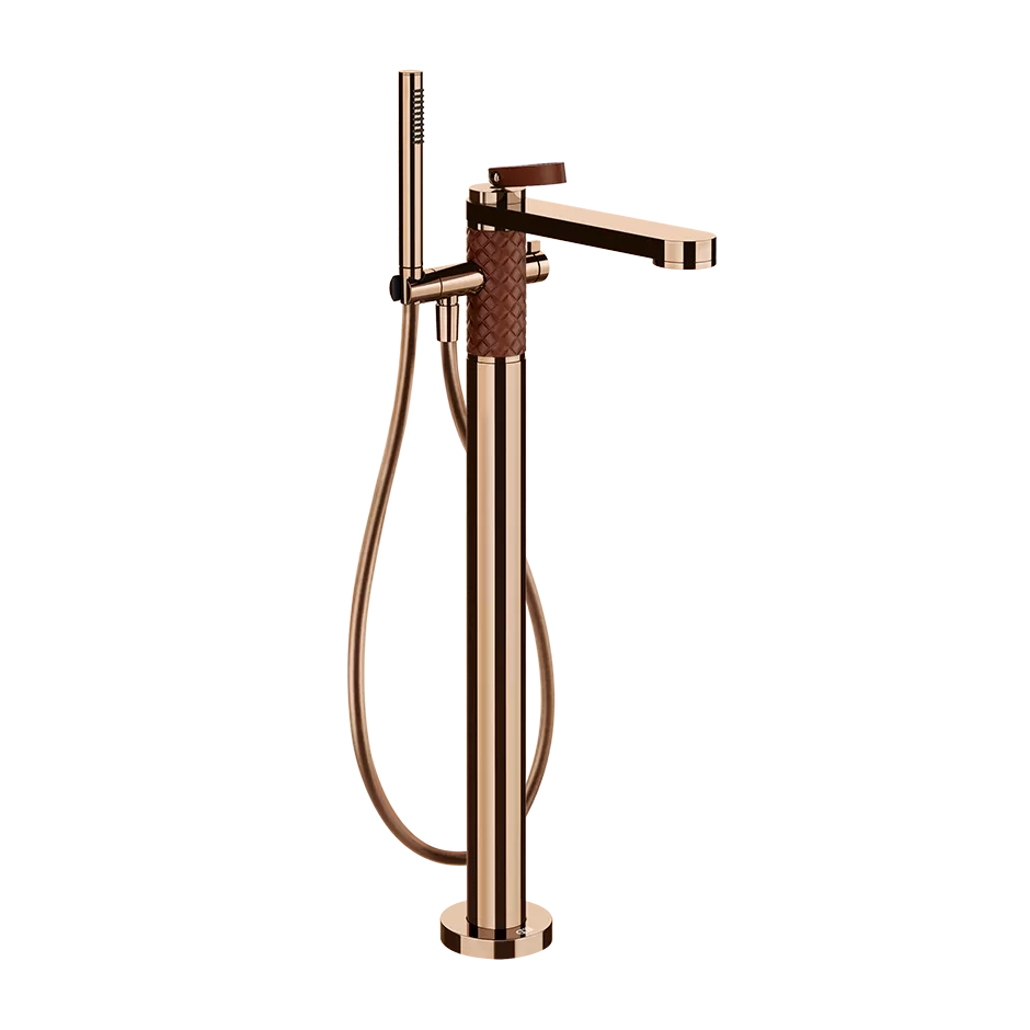 78428.444 Внешняя часть отдельно стоящего смесителя для ванны с ручным душем и переключателем. Имитация кожи.