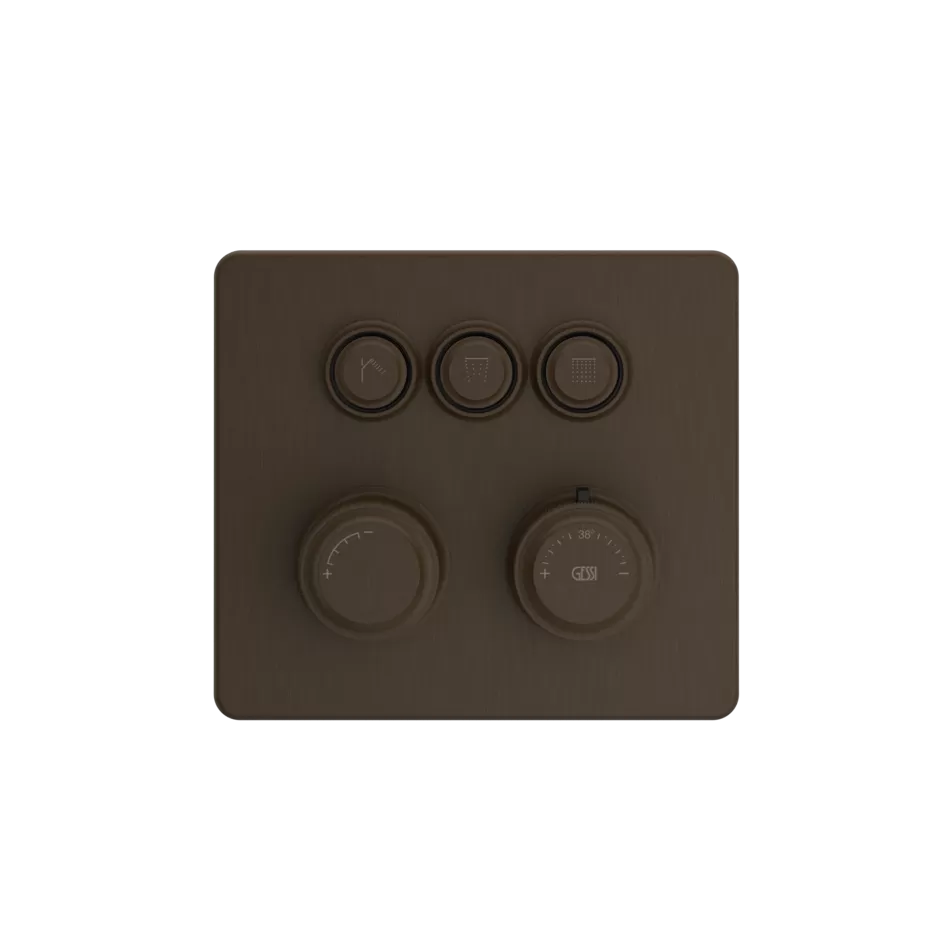 Смеситель для ванны/душа термостатический скрытого монтажа внешняя часть 3 потока HI-FI ECLECTIC 845 Dark Bronze GESSI