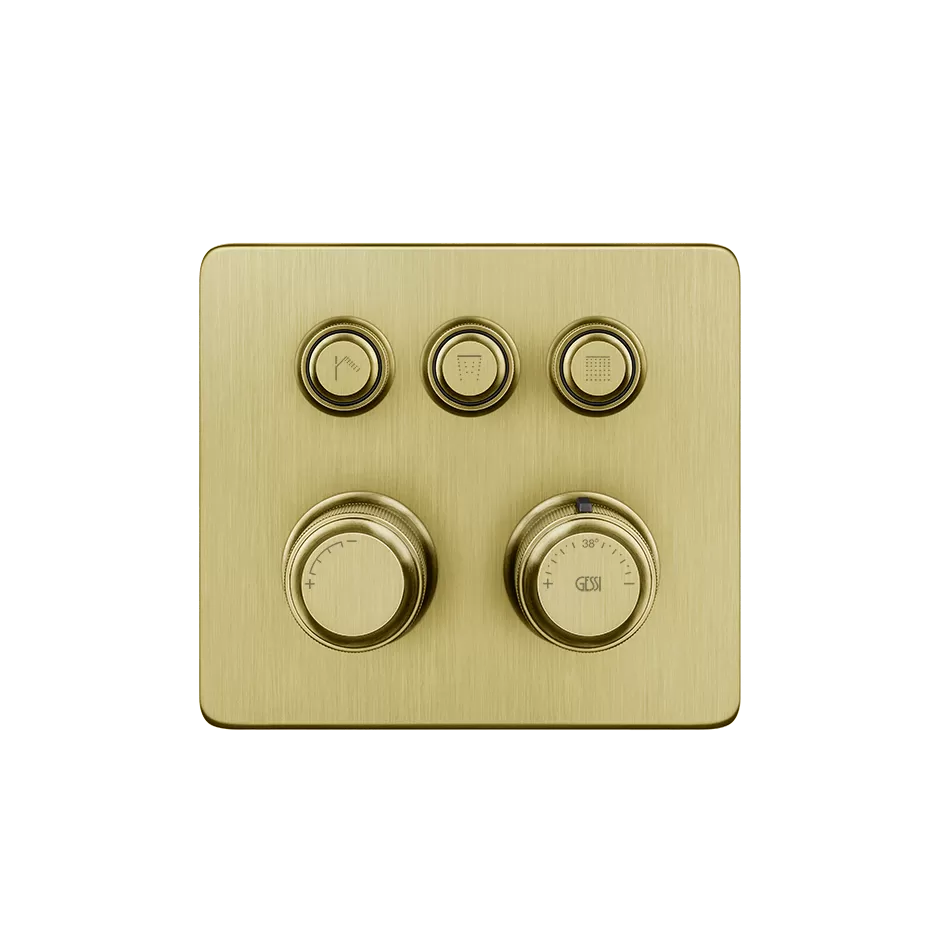 Внешняя часть термостатического смесителя для трех отдельных функций, с кнопочным управлением вкл./выкл.