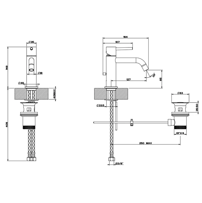Смеситель для раковины EMPORIO VIA TORTONA 299 Black XL GESSI
