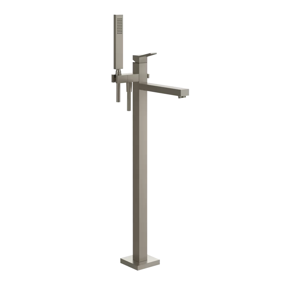 Смеситель для ванны напольный с душевым набором без скрытой части RETTANGOLO K 149 Finox Brushed Nickel GESSI