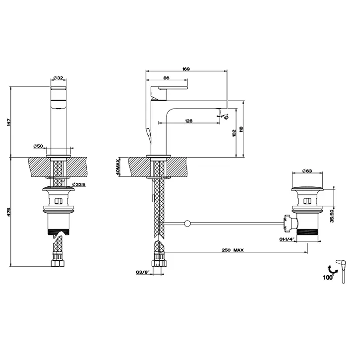 Смеситель для раковины EMPORIO VIA MANZONI 299 Black XL GESSI