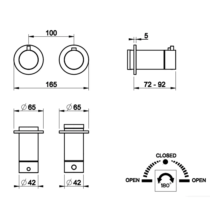Смеситель для ванны/душа термостатический скрытого монтажа внешняя часть 2 потока ANELLO 031 Chrome GESSI