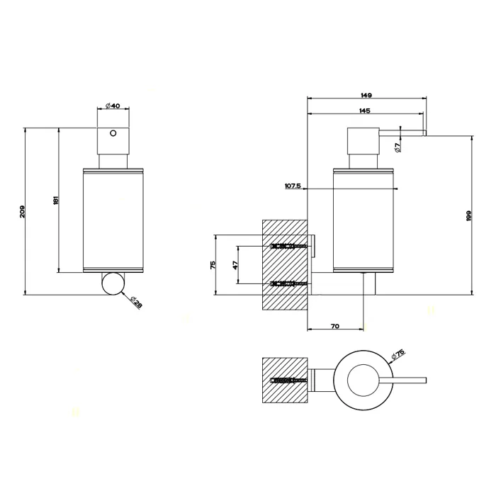 Дозатор для жидкого мыла настенный белое стекло GESSI316 239 Steel Brushed GESSI