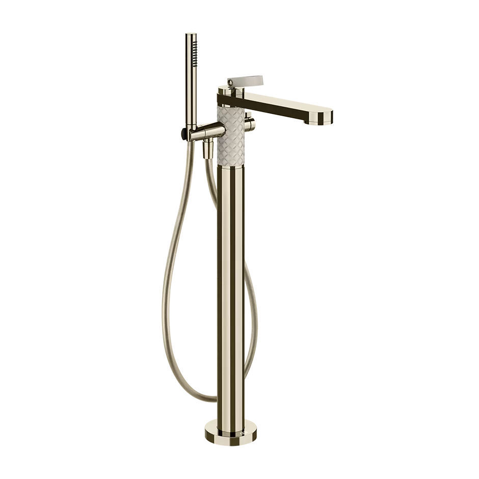 78428.433 Внешняя часть отдельно стоящего смесителя для ванны с ручным душем и переключателем. Имитация кожи.