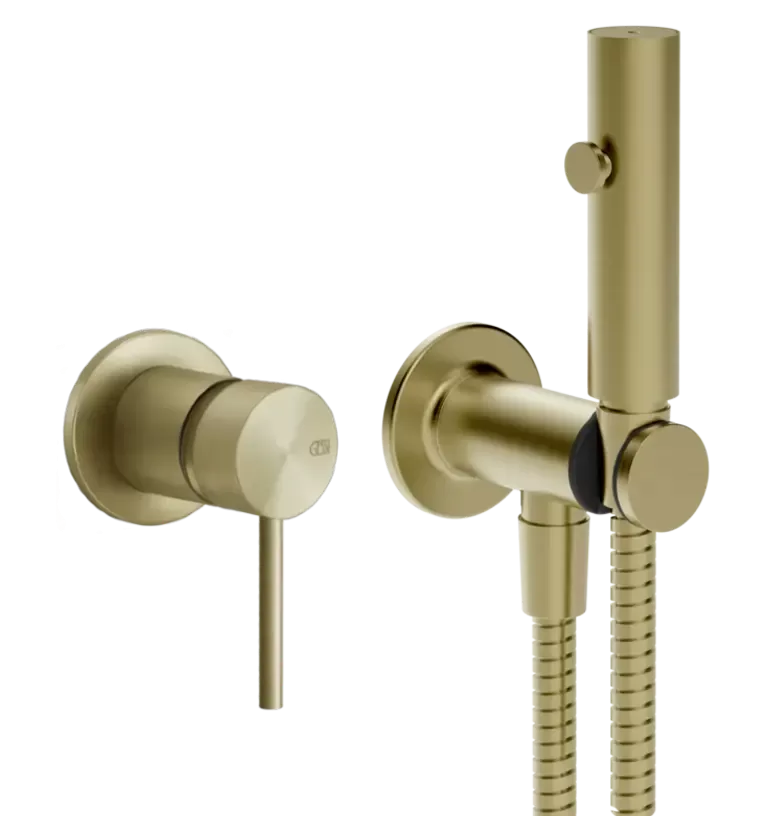 Гигиенический душ комплект со смесителем и скрытой частью FLESSA  727 Brushed Brass PVD gessi