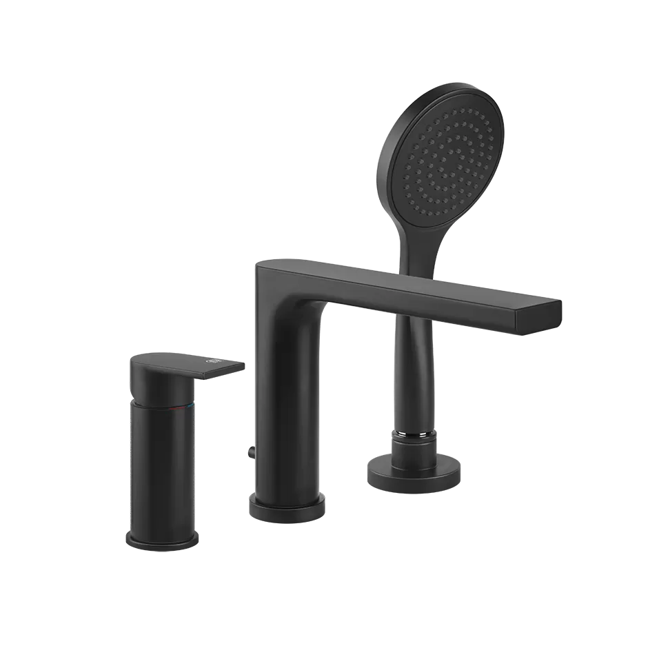 Смеситель на борт ванны 3 отверстия с изливом и душевым набором EMPORIO VIA MANZONI 299 Black XL GESSI