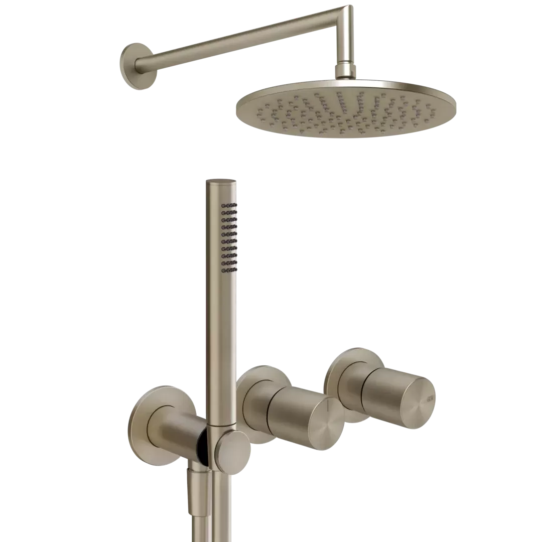 Смеситель для душа готовый комплект скрытого монтажа (душевой набор и скрытая часть в комплекте) habito unito 149 Finox Brushed Nickel gessi