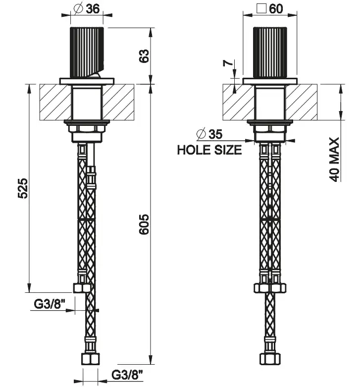 Смеситель на раковину/столешницу без излива GESSI INCASTRI 031 Chrome