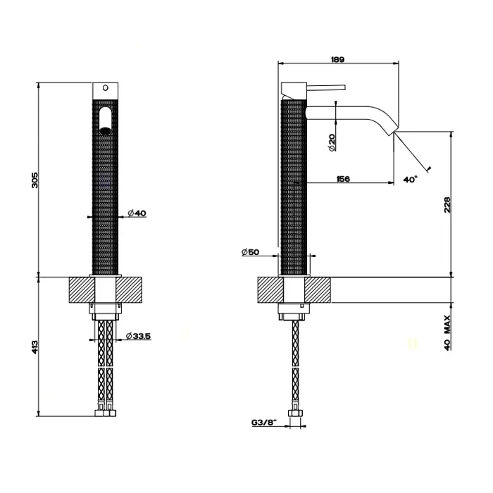 Смеситель для раковины высокий MECCANICA 239 Steel Brushed GESSI