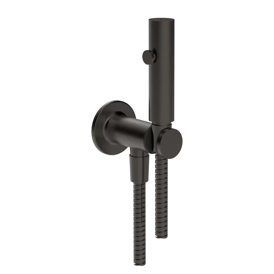 Гигиенический душ со шлангом держателем и скрытым подключением без смесителя INCISO 707 Black Metal Brushed PVD GESSI