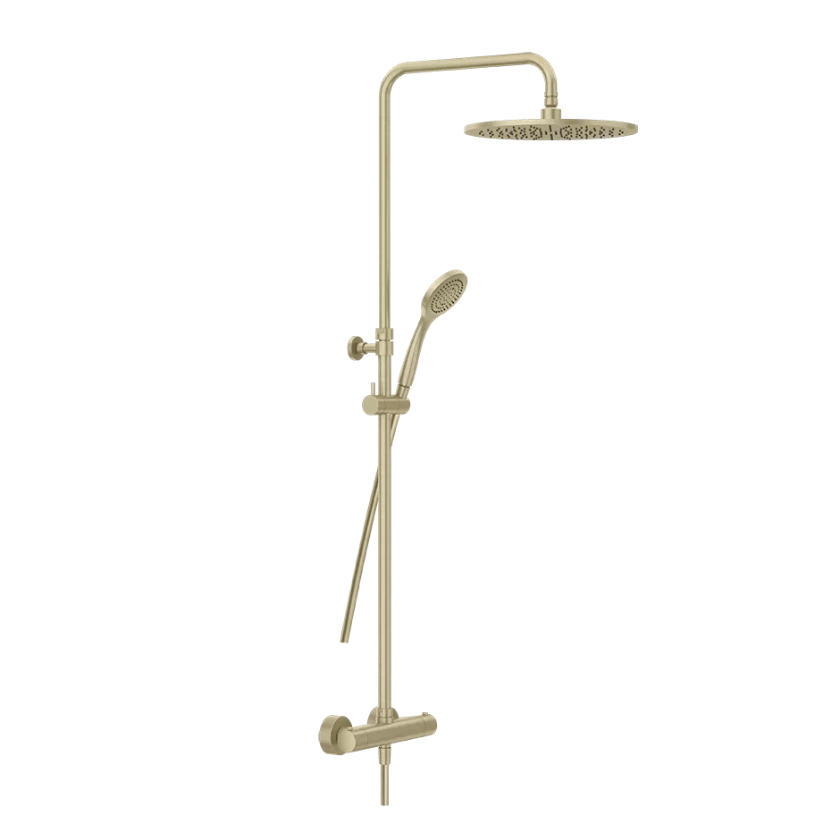Душевая колонна: настенный смеситель-термостат, душевая головка, переключатель, штанга, шланг, душ